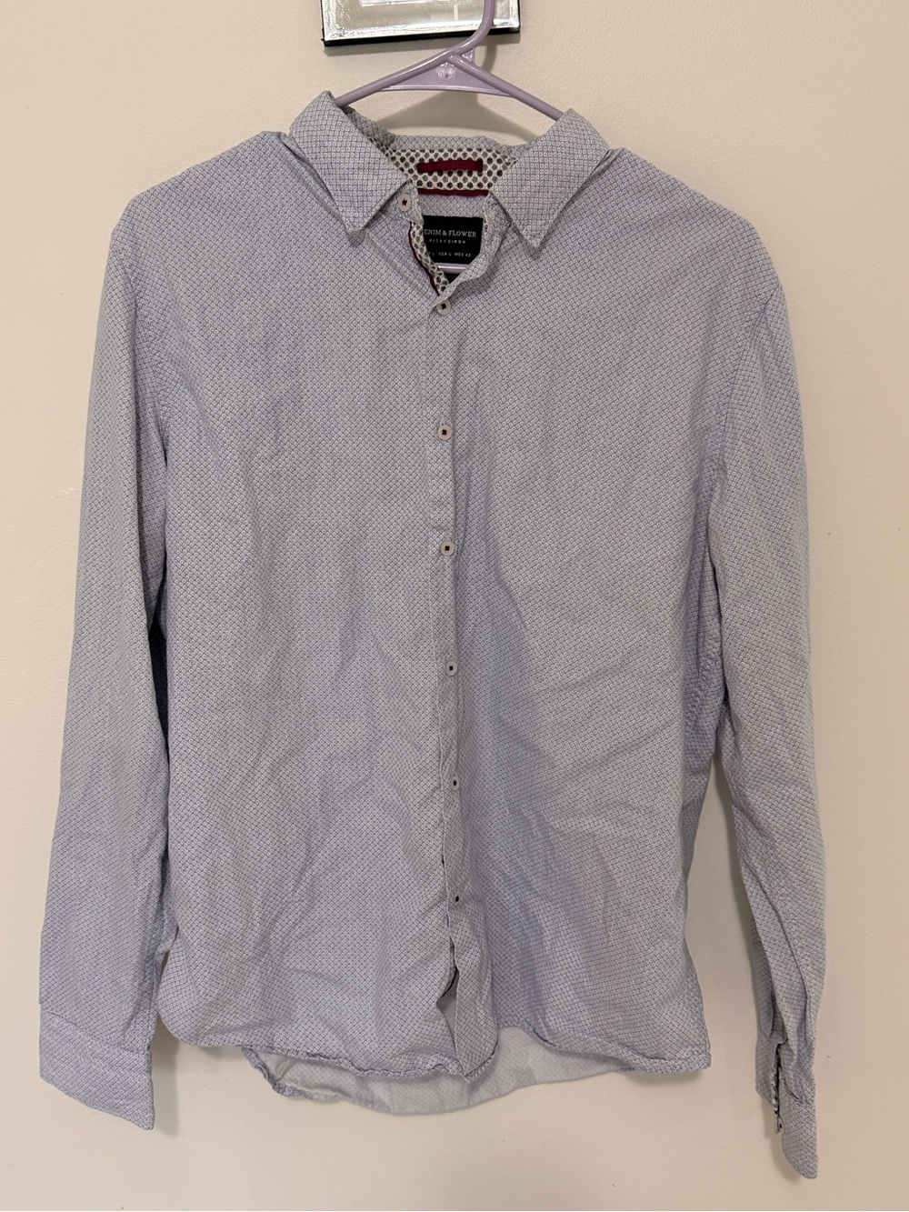 Denim & Flower Men's Gray Geometric Button-Down Shirt